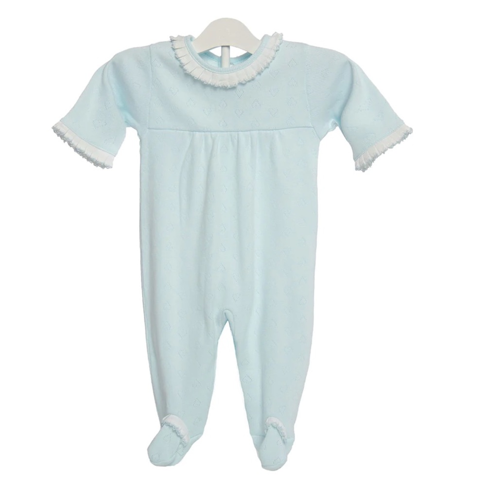 Lenora Baby Pointelle Heart Cotton Knit Footie | sz 6/9 mo